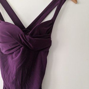 Ruched Royal Purple Midi/Mini Bodycon Dress AKIRA